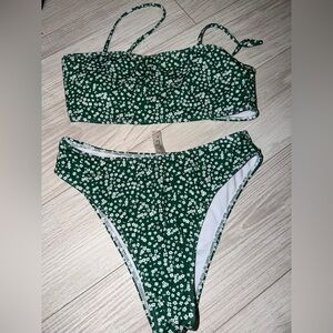 Green Floral Bikini Set
